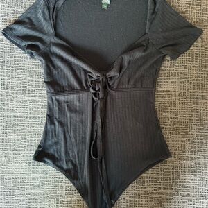 Wild Fable Black Ribbed Bodysuit